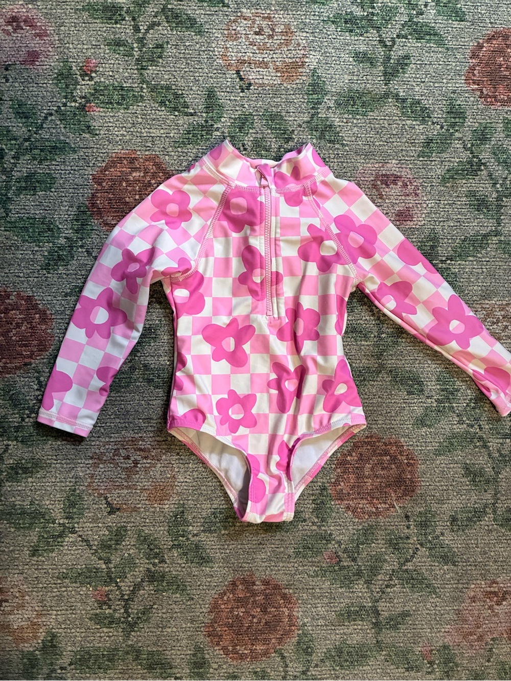 Cotton On Pink Floral Check Long Sleeve Swim 🤍💐